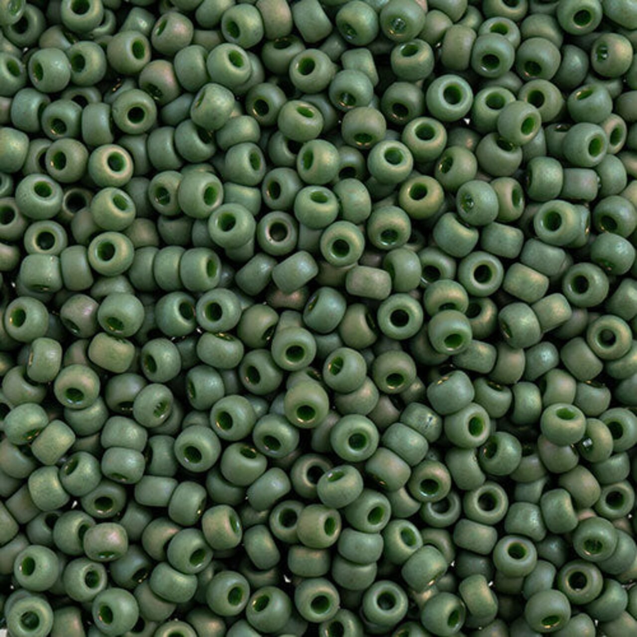 Miyuki 8 Round Seed Bead, 8-4700, Matte Opaque Glazed Basil Green AB, 10 grams